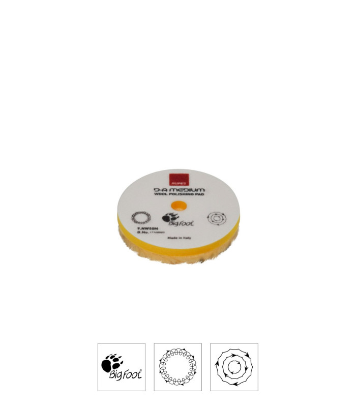 Rupes 9.NW80M DA MEDIUM Wool Gyapjúkorong - Sárga (Ø80mm - Közepes)