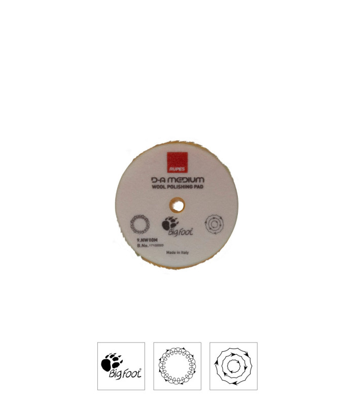 Rupes 9.NW80M DA MEDIUM Wool Gyapjúkorong - Sárga (Ø80mm - Közepes)